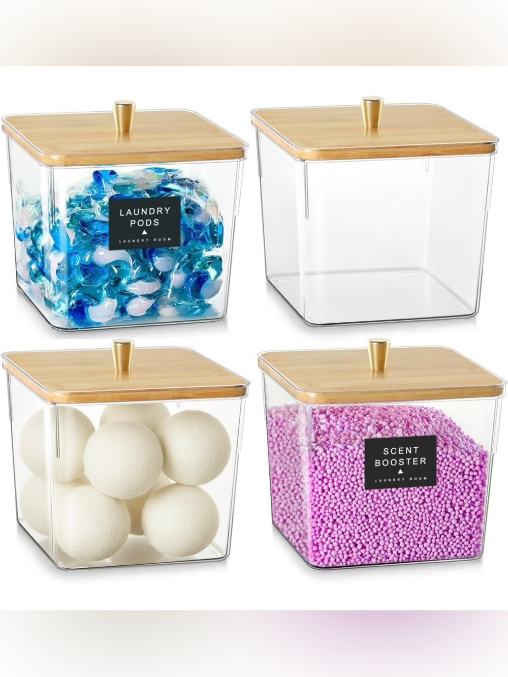 4 Pack Laundry Detergent Container, Clear Laundry Room Organization